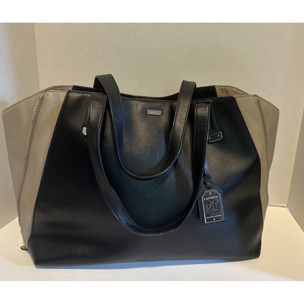 Lauren Ralph Lauren Gradwell tote Black and Porcini leather Bag